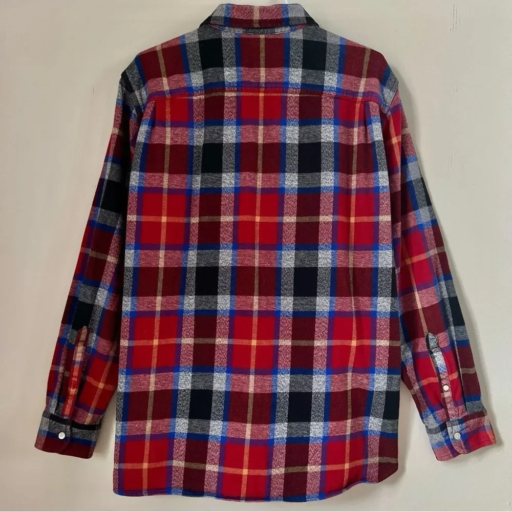 The North Face Arroyo Red Black Blue Plaid Heavyweight Flannel Shirt SZ XL